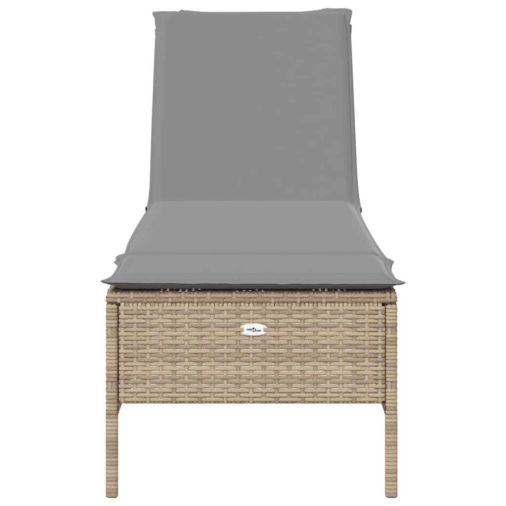 Ligbed met kussen poly rattan beige is nu te koop bij PeponiXL, paradijselijk wonen!