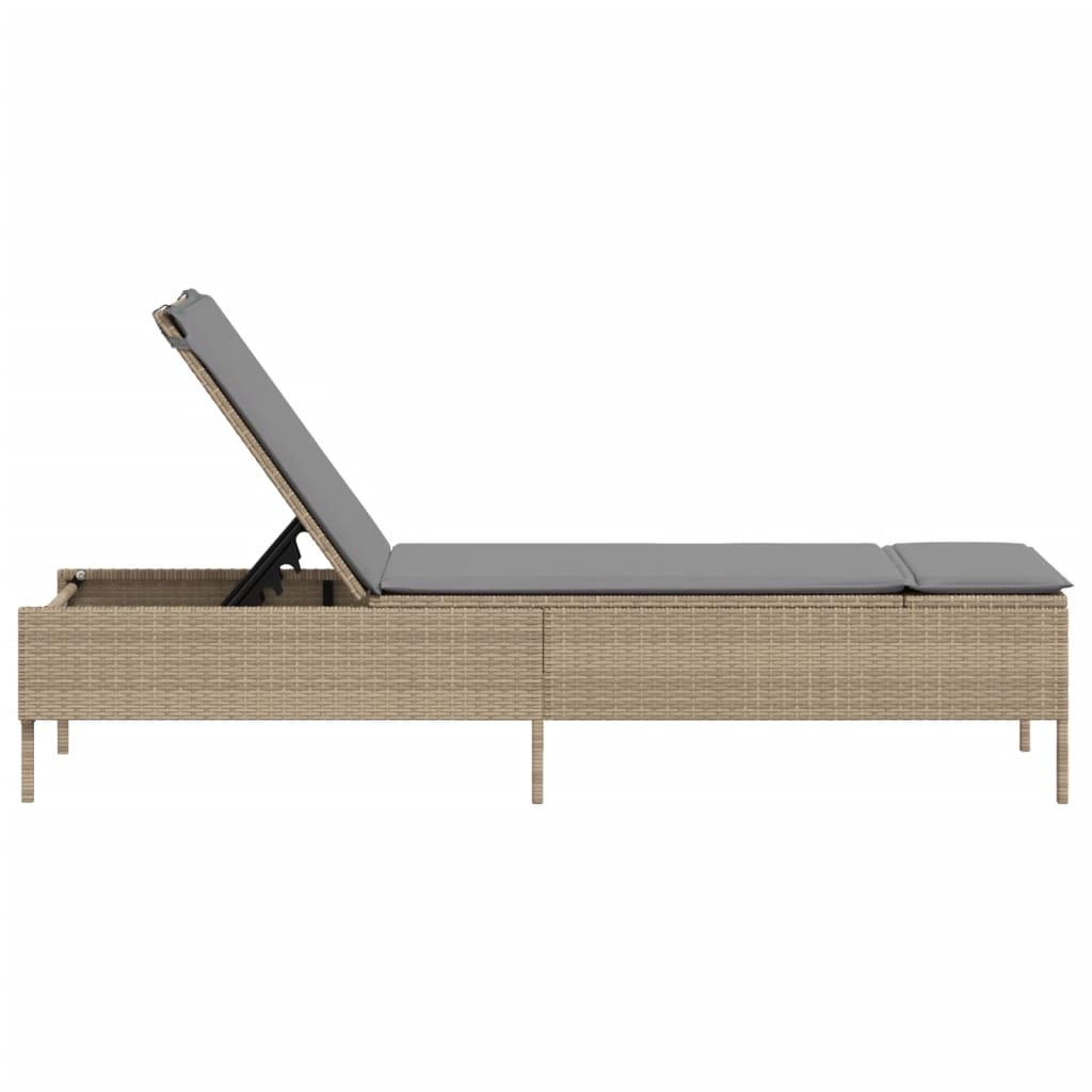 Ligbed met kussen poly rattan beige is nu te koop bij PeponiXL, paradijselijk wonen!