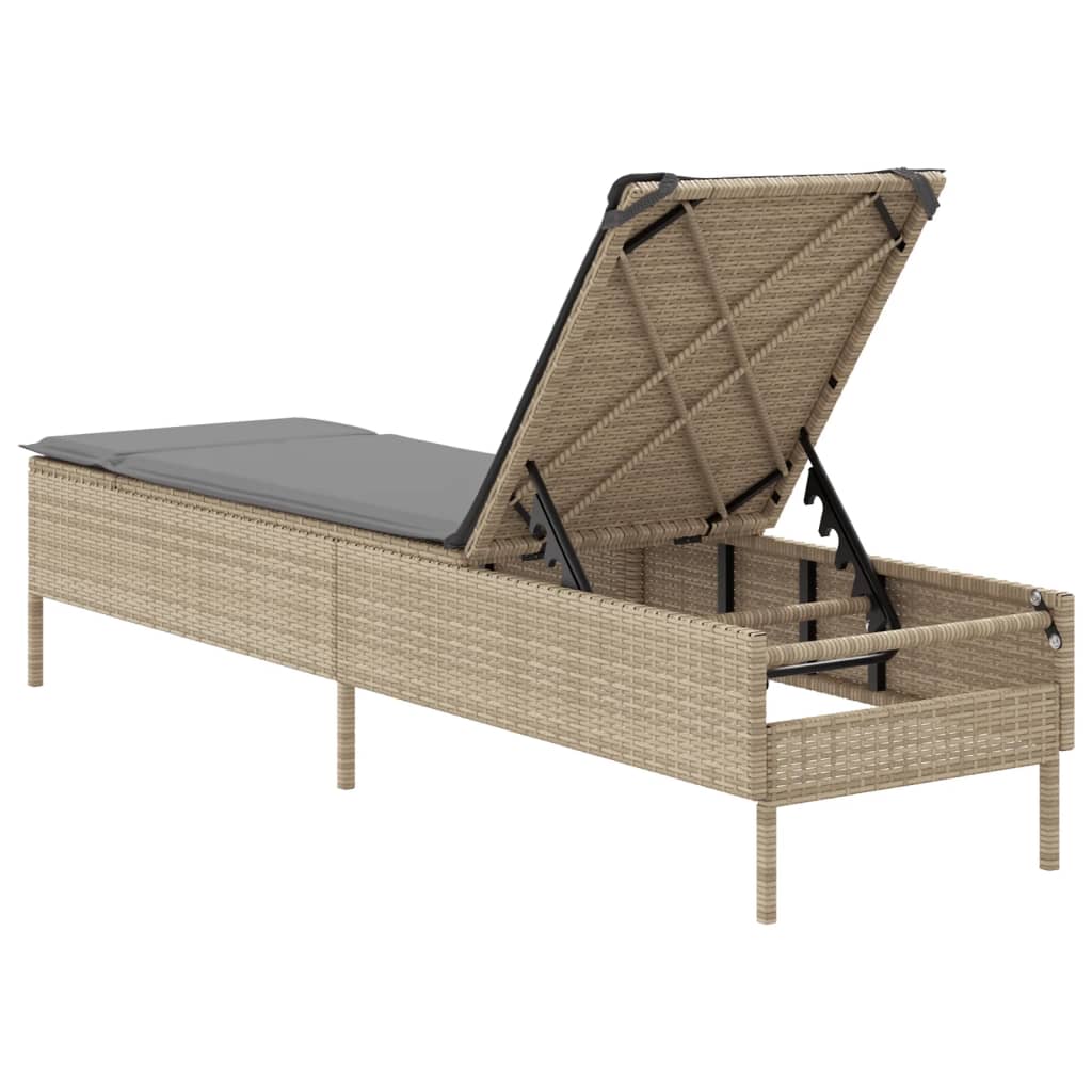Ligbed met kussen poly rattan beige is nu te koop bij PeponiXL, paradijselijk wonen!