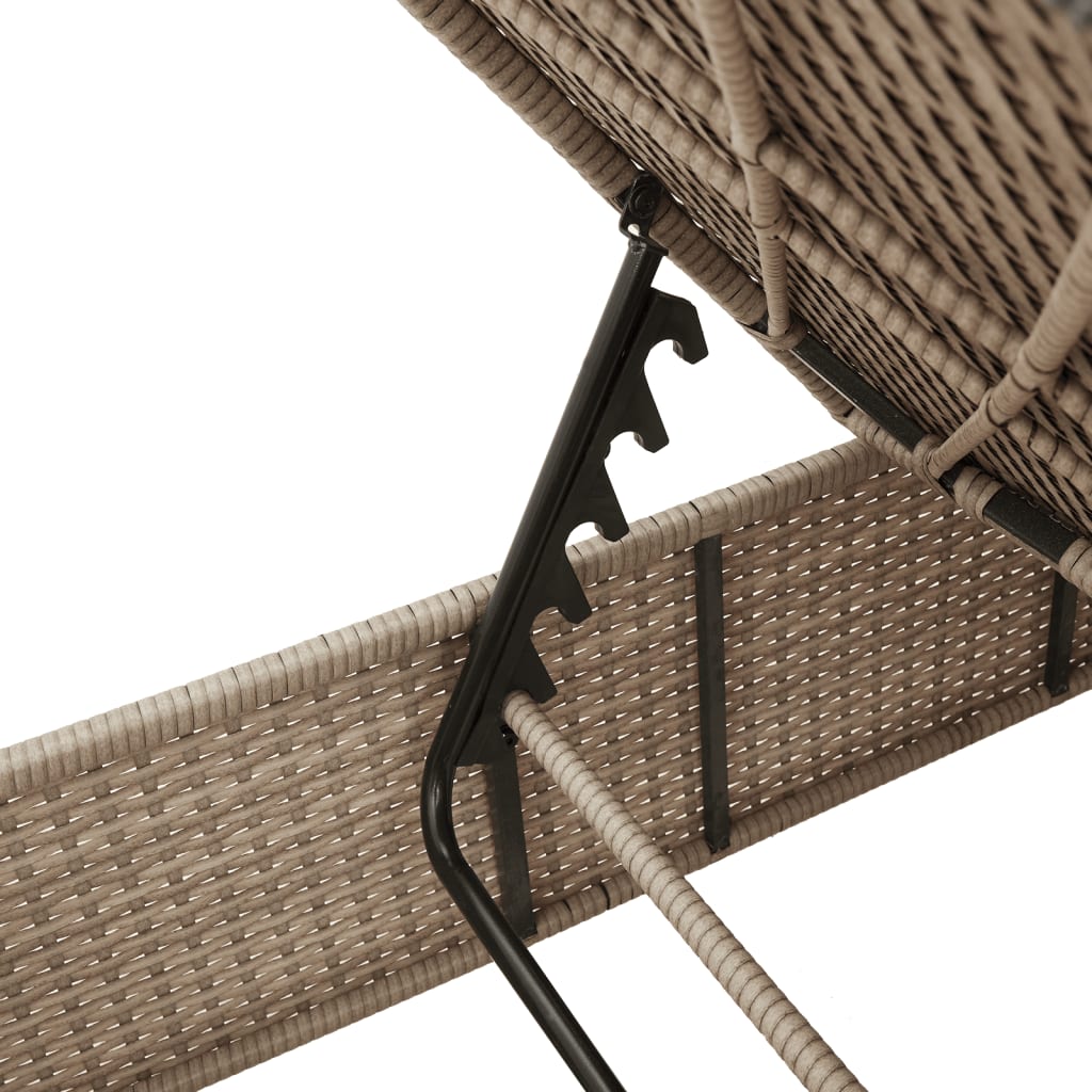 Ligbed met kussen poly rattan beige is nu te koop bij PeponiXL, paradijselijk wonen!