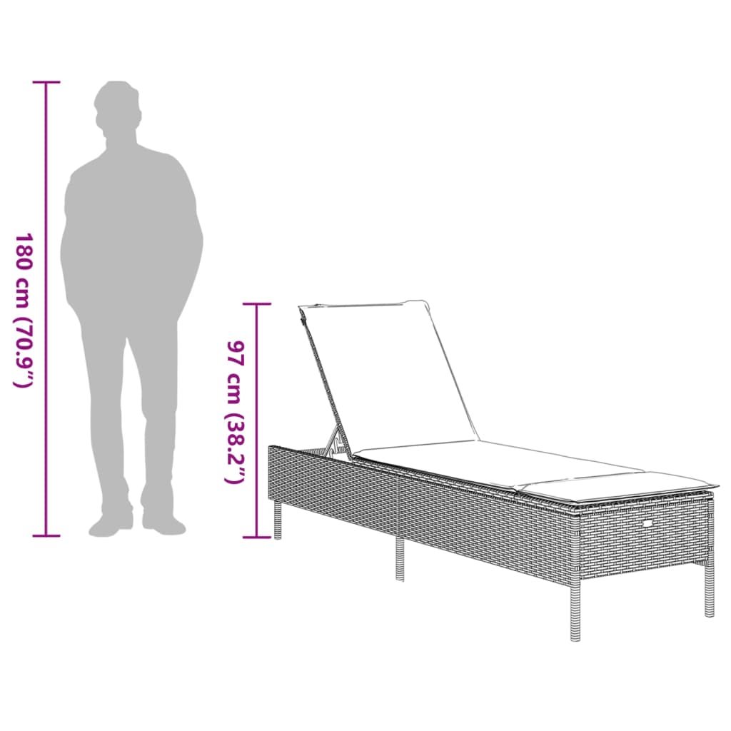 Ligbed met kussen poly rattan beige is nu te koop bij PeponiXL, paradijselijk wonen!