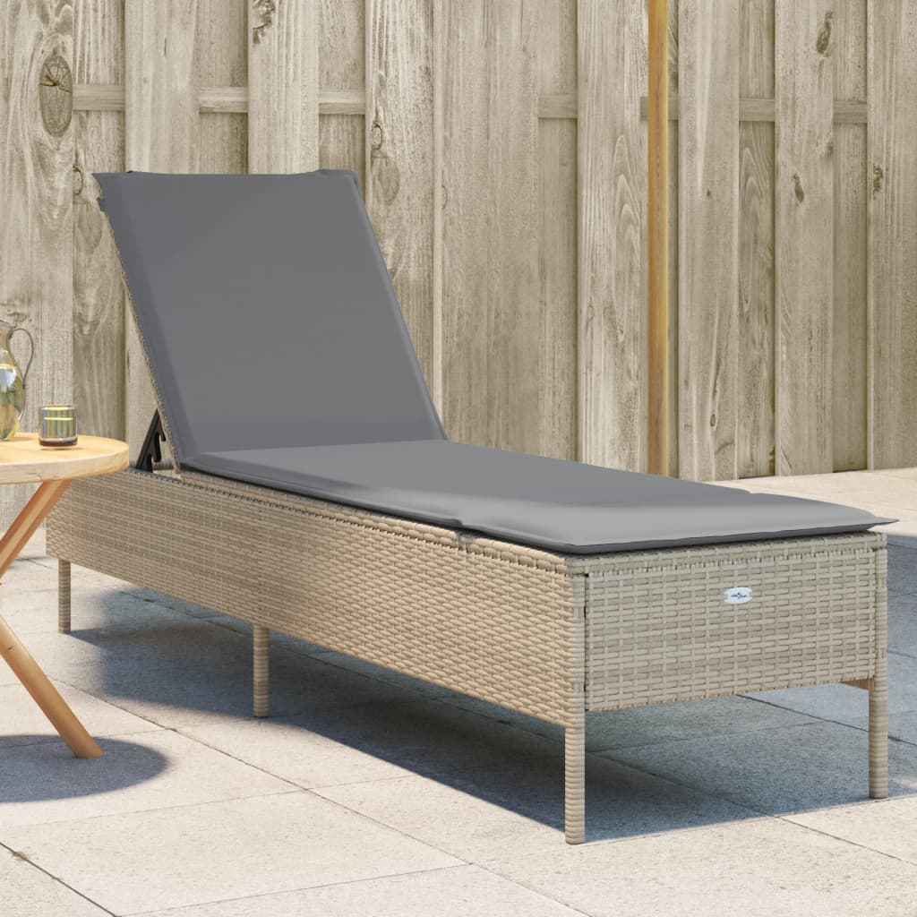 Ligbed met kussen poly rattan beige is nu te koop bij PeponiXL, paradijselijk wonen!