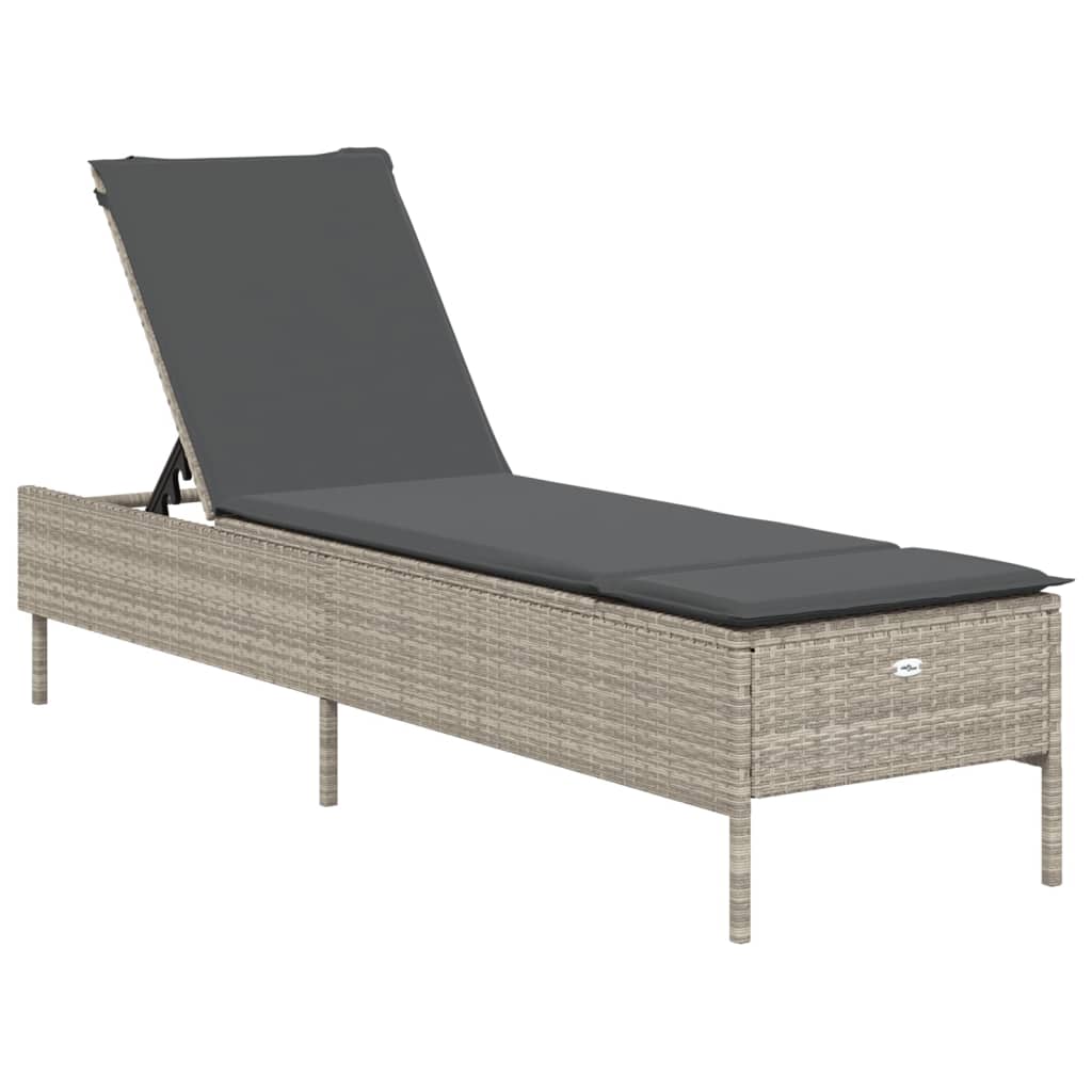 Ligbed met kussen poly rattan lichtgrijs is nu te koop bij PeponiXL, paradijselijk wonen!