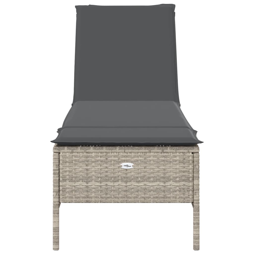 Ligbed met kussen poly rattan lichtgrijs is nu te koop bij PeponiXL, paradijselijk wonen!