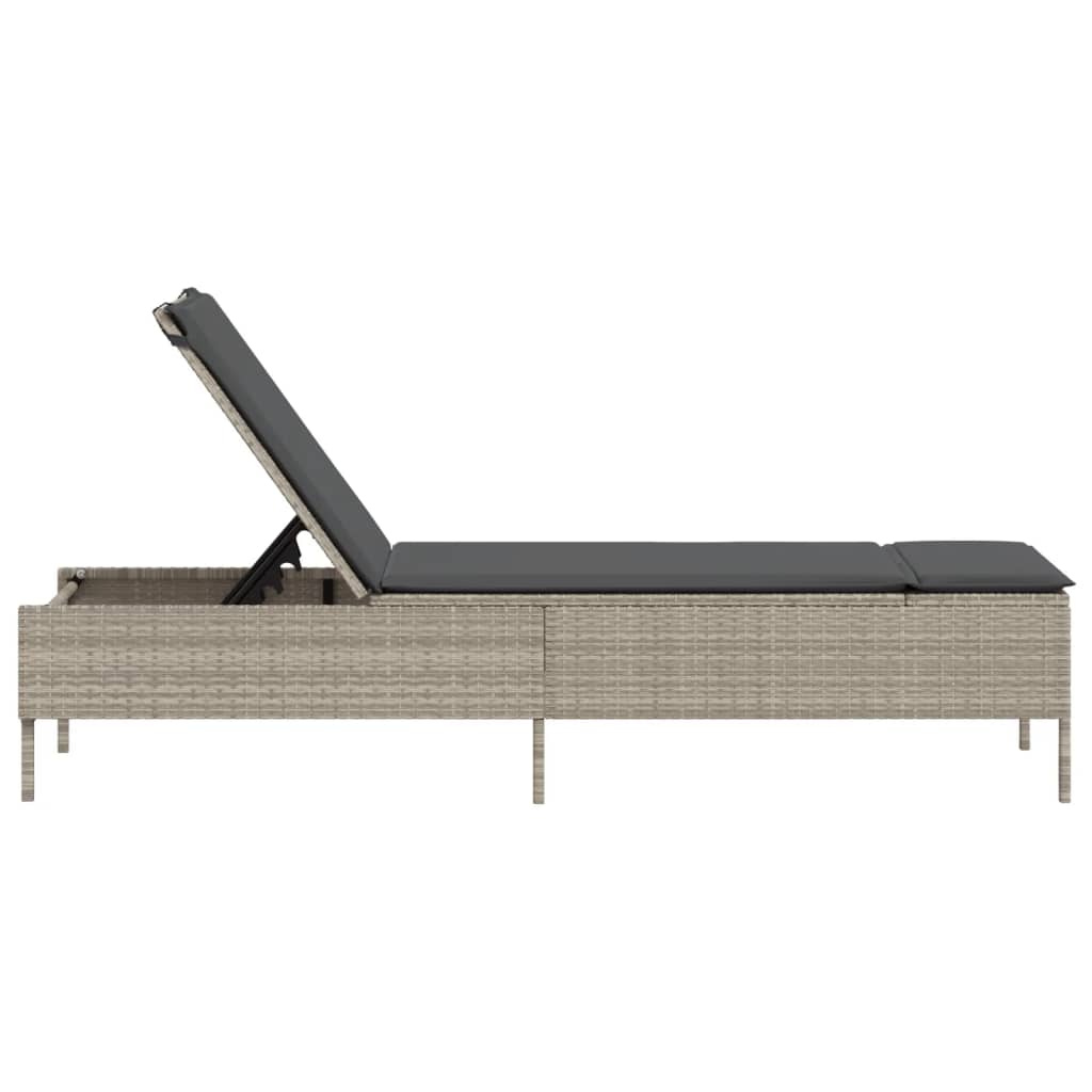 Ligbed met kussen poly rattan lichtgrijs is nu te koop bij PeponiXL, paradijselijk wonen!