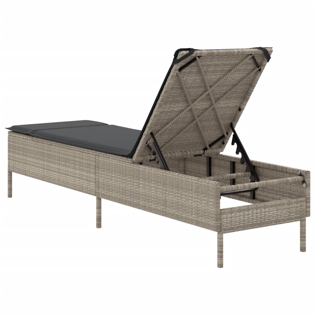 Ligbed met kussen poly rattan lichtgrijs is nu te koop bij PeponiXL, paradijselijk wonen!