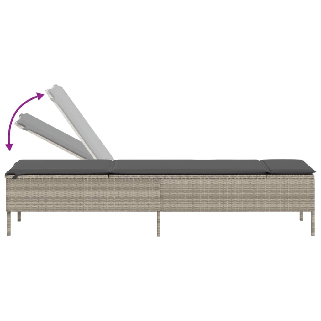 Ligbed met kussen poly rattan lichtgrijs is nu te koop bij PeponiXL, paradijselijk wonen!