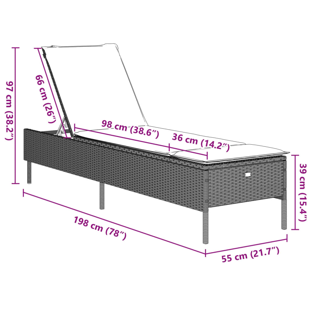 Ligbed met kussen poly rattan lichtgrijs is nu te koop bij PeponiXL, paradijselijk wonen!