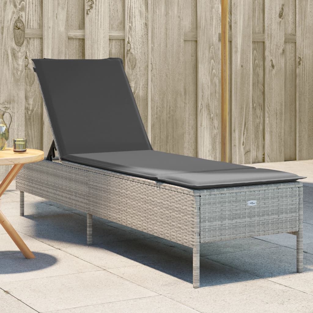 Ligbed met kussen poly rattan lichtgrijs is nu te koop bij PeponiXL, paradijselijk wonen!