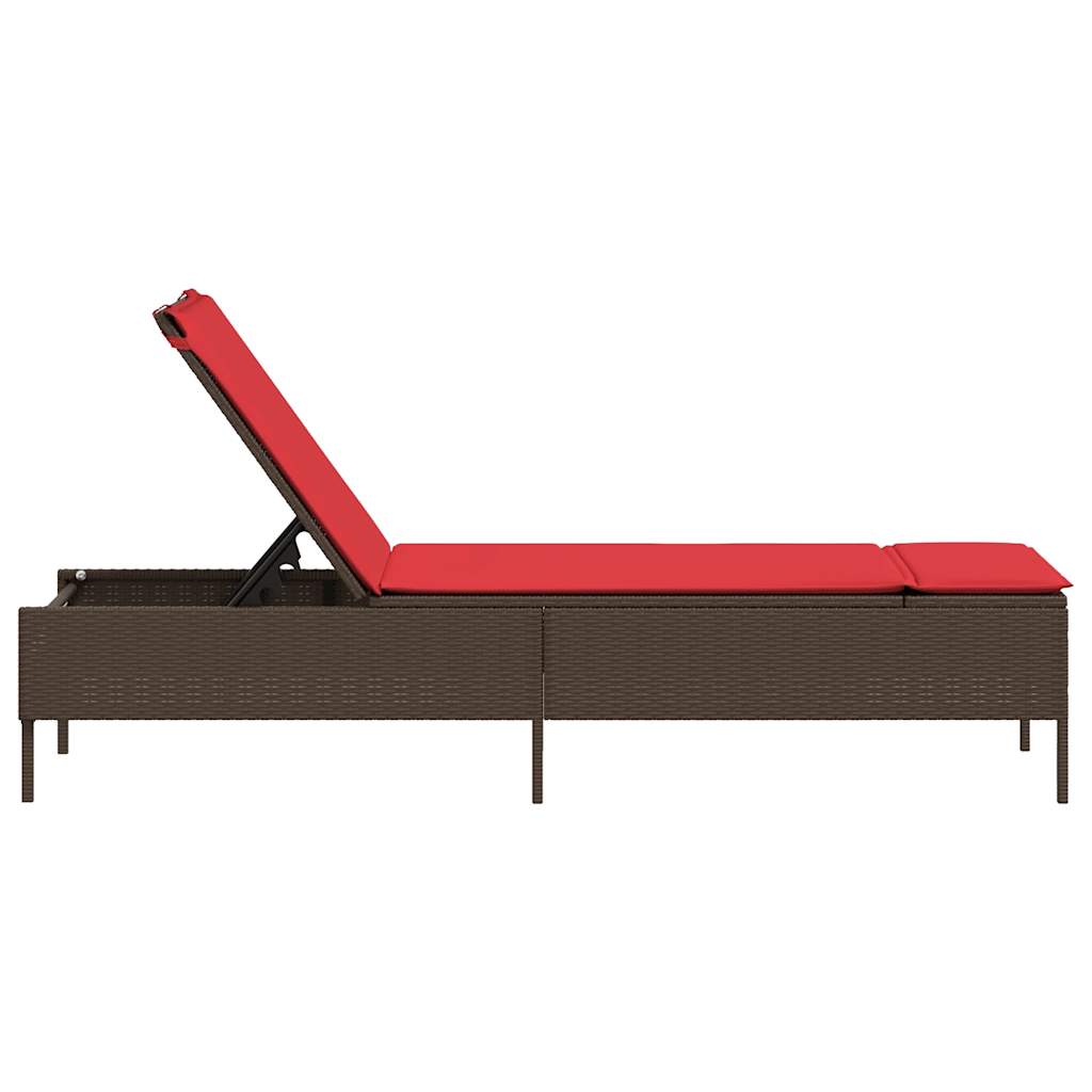 Ligstoel met kussen bruin polyrotan is nu te koop bij PeponiXL, paradijselijk wonen!