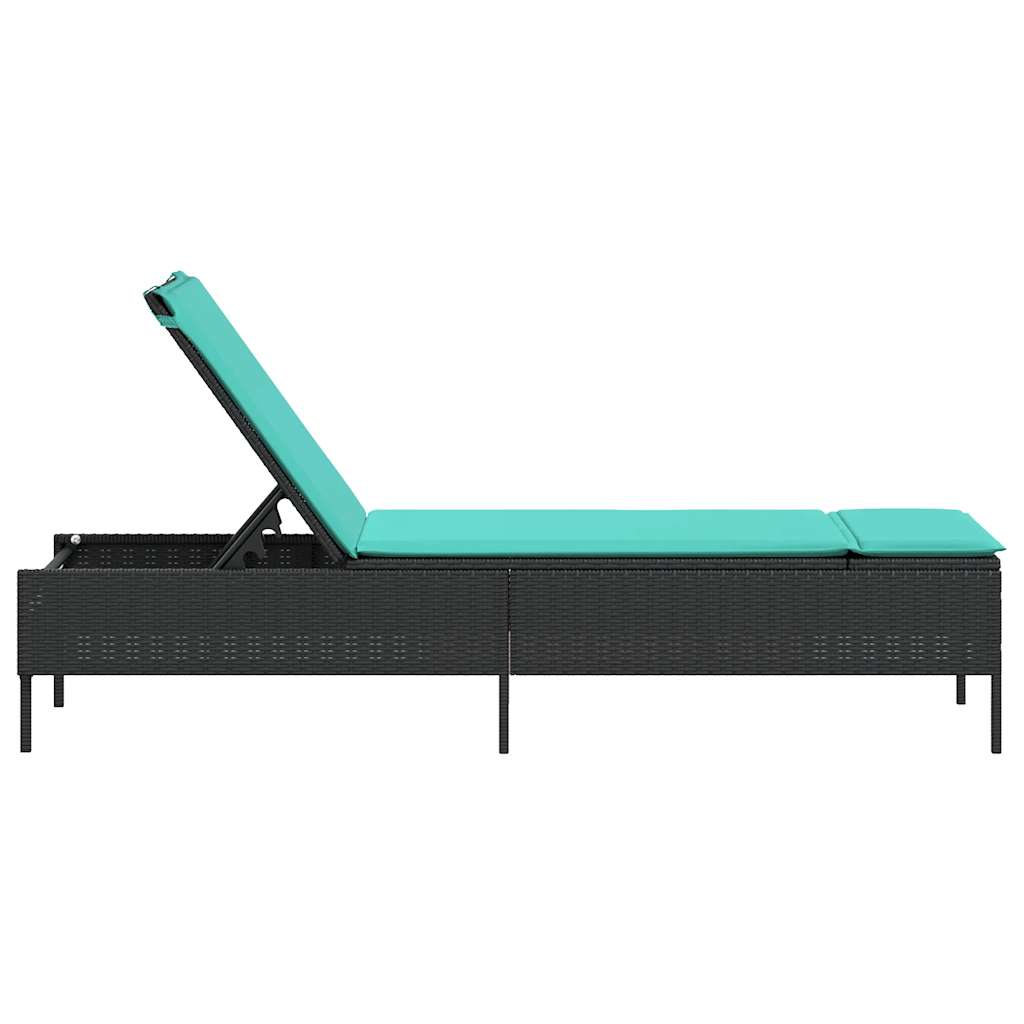 Ligstoel met kussen, zwart polyrotan is nu te koop bij PeponiXL, paradijselijk wonen!