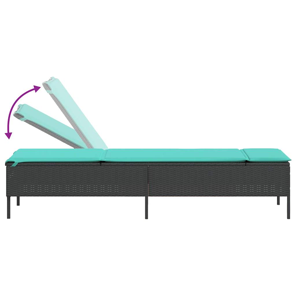 Ligstoel met kussen, zwart polyrotan is nu te koop bij PeponiXL, paradijselijk wonen!