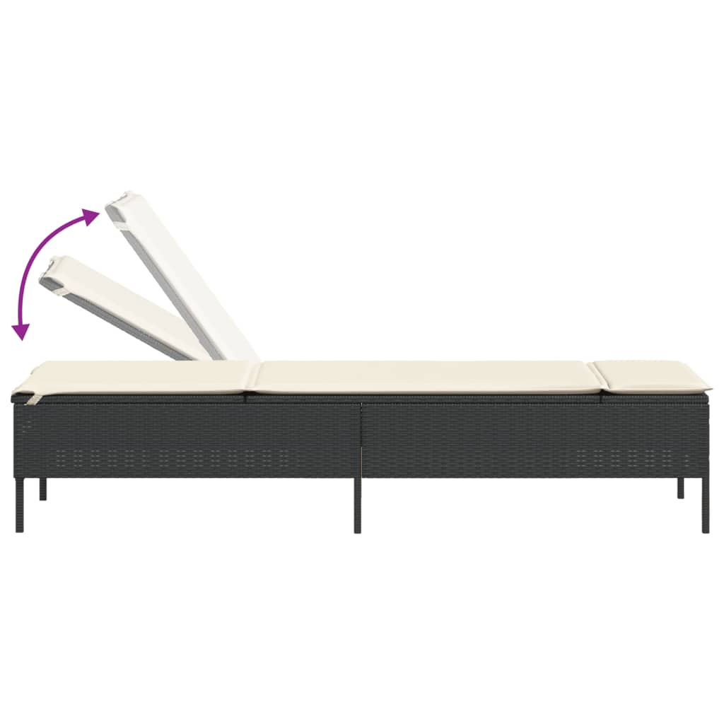 Ligbed met tafel en kussen poly rattan zwart is nu te koop bij PeponiXL, paradijselijk wonen!
