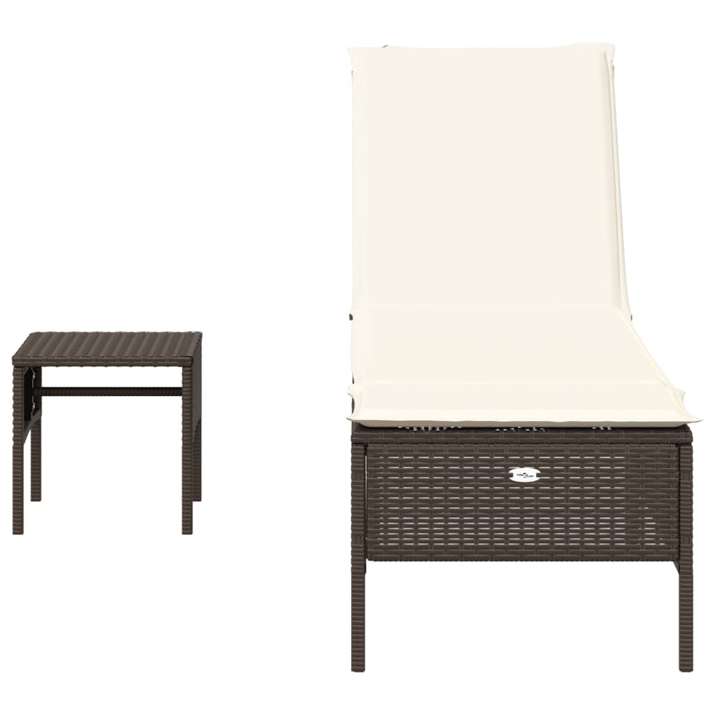 Ligbed met tafel en kussen poly rattan bruin is nu te koop bij PeponiXL, paradijselijk wonen!