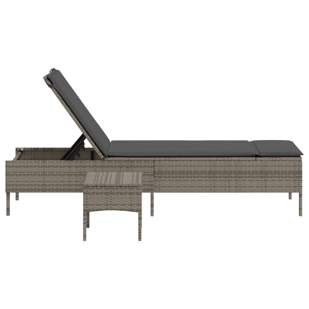 Ligbed met tafel en kussen poly rattan grijs is nu te koop bij PeponiXL, paradijselijk wonen!
