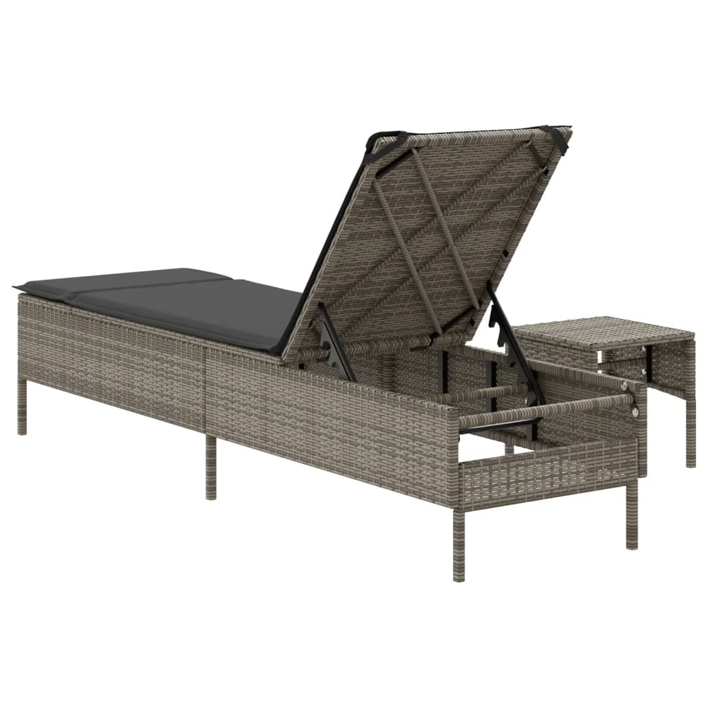 Ligbed met tafel en kussen poly rattan grijs is nu te koop bij PeponiXL, paradijselijk wonen!