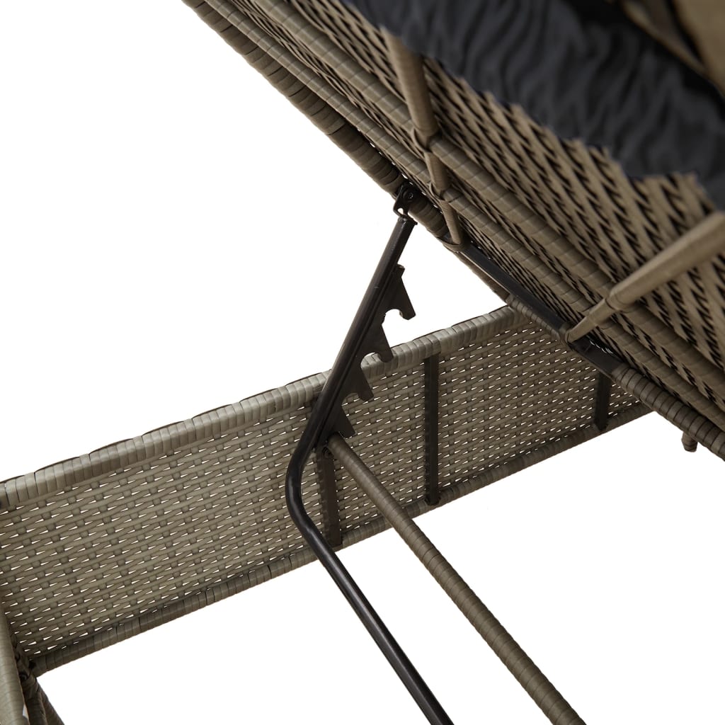 Ligbed met tafel en kussen poly rattan grijs is nu te koop bij PeponiXL, paradijselijk wonen!