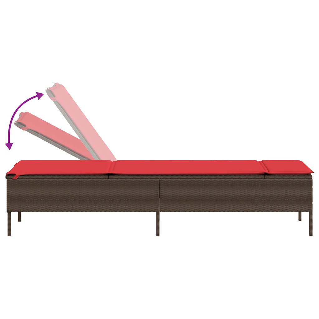 Ligstoel met tafel en kussen, bruin polyrotan is nu te koop bij PeponiXL, paradijselijk wonen!