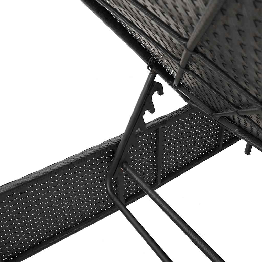 Ligstoel met tafel en kussen, zwart polyrotan is nu te koop bij PeponiXL, paradijselijk wonen!