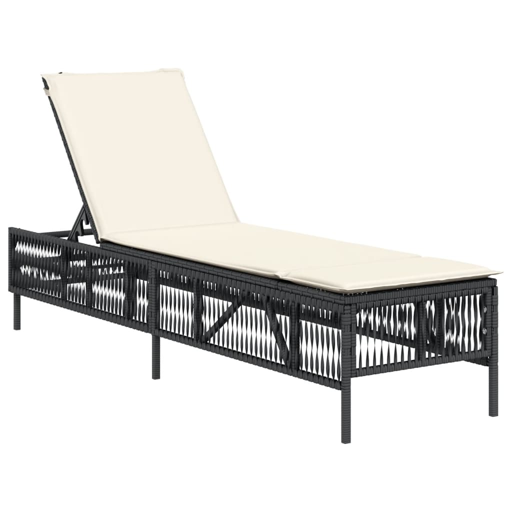 Ligbed met kussen poly rattan zwart is nu te koop bij PeponiXL, paradijselijk wonen!