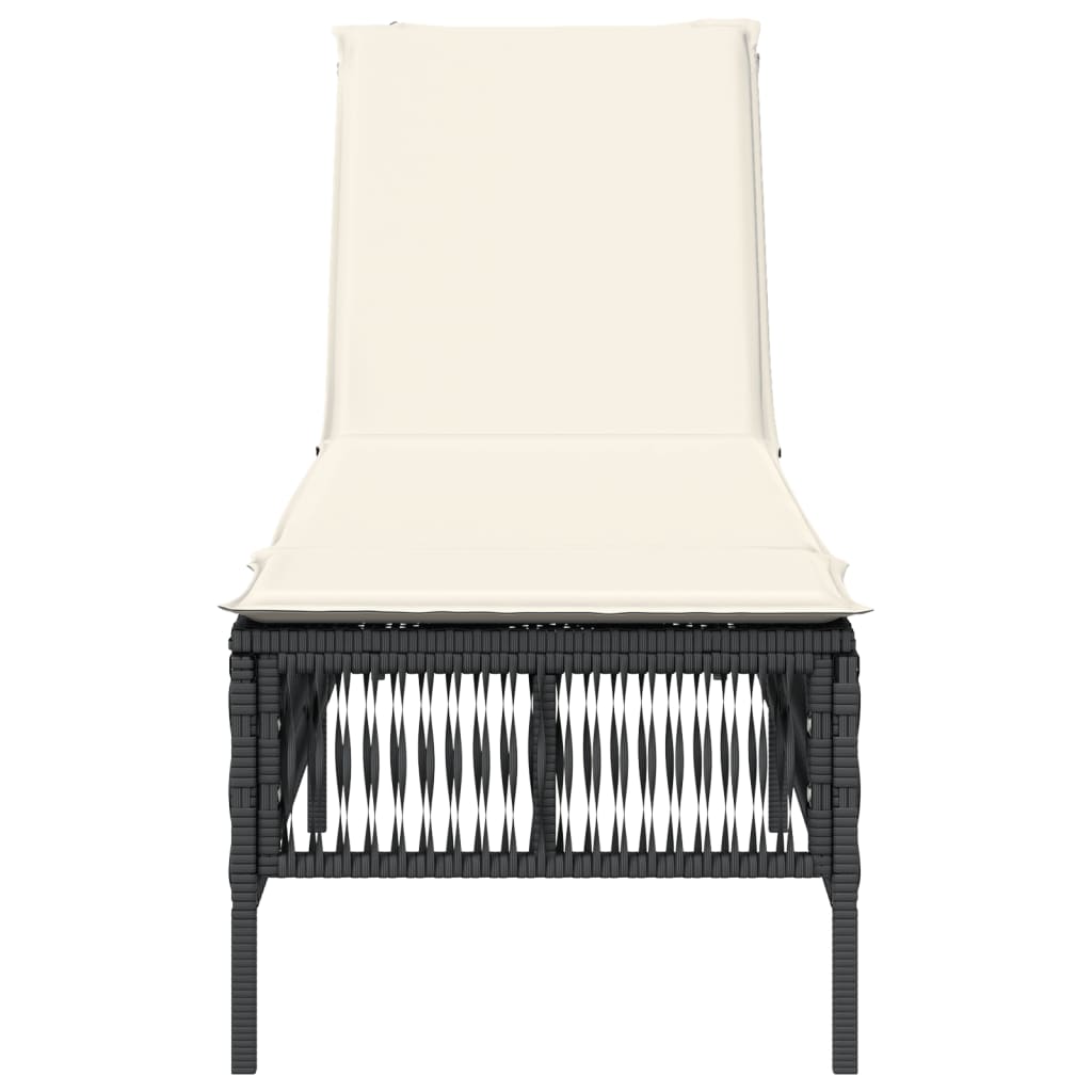 Ligbed met kussen poly rattan zwart is nu te koop bij PeponiXL, paradijselijk wonen!