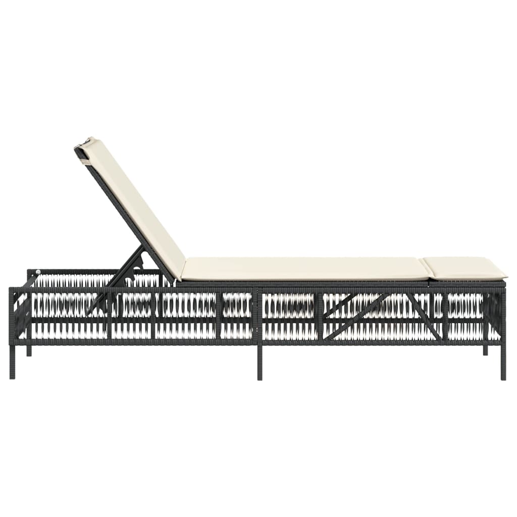 Ligbed met kussen poly rattan zwart is nu te koop bij PeponiXL, paradijselijk wonen!