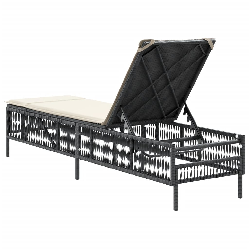 Ligbed met kussen poly rattan zwart is nu te koop bij PeponiXL, paradijselijk wonen!