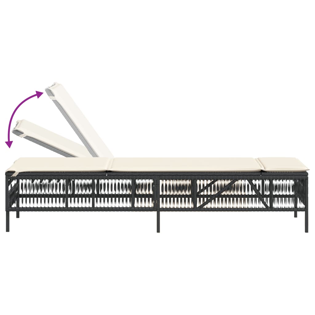 Ligbed met kussen poly rattan zwart is nu te koop bij PeponiXL, paradijselijk wonen!