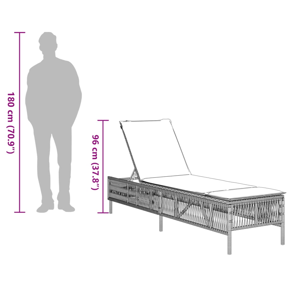 Ligbed met kussen poly rattan zwart is nu te koop bij PeponiXL, paradijselijk wonen!