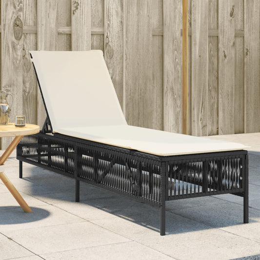 Ligbed met kussen poly rattan zwart is nu te koop bij PeponiXL, paradijselijk wonen!