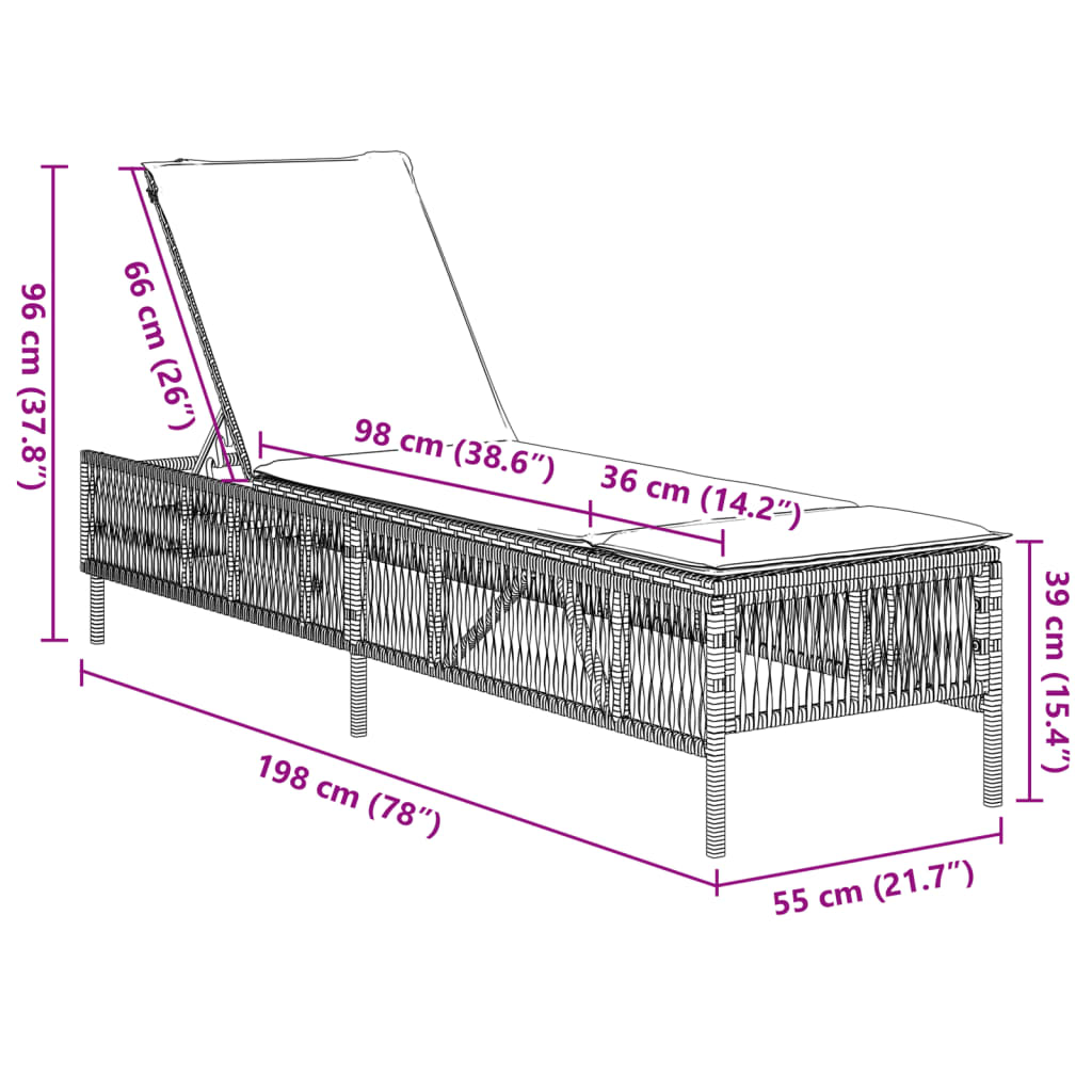 Ligbed met kussen poly rattan bruin is nu te koop bij PeponiXL, paradijselijk wonen!