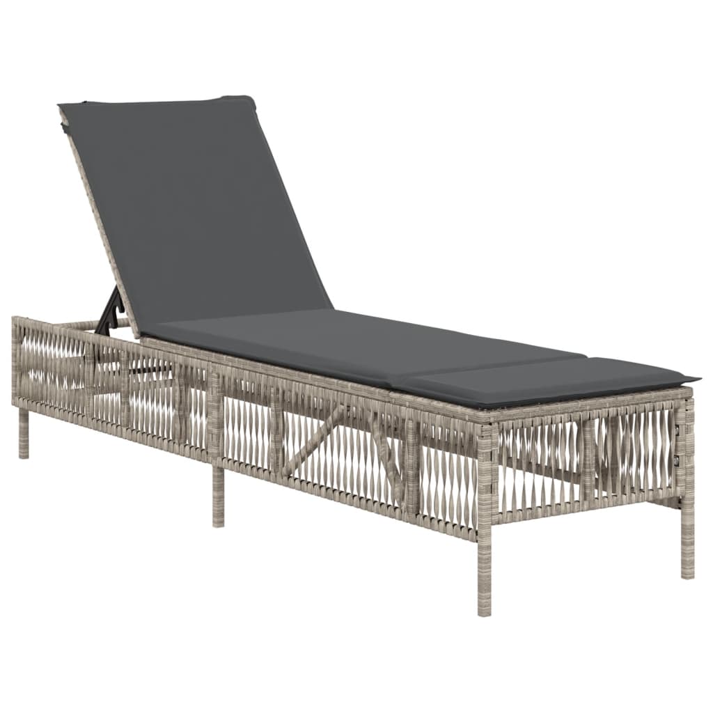 Ligbed met kussen poly rattan lichtgrijs is nu te koop bij PeponiXL, paradijselijk wonen!