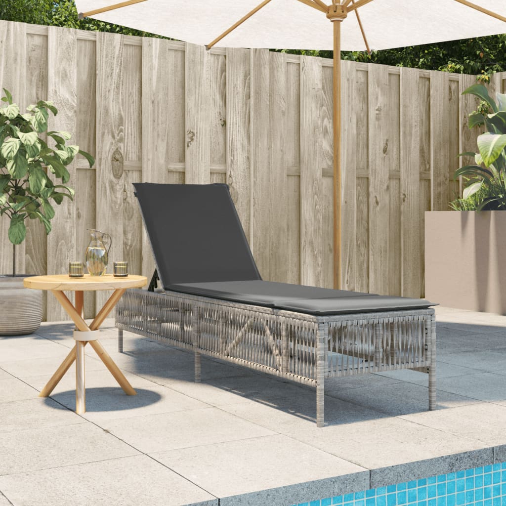 Ligbed met kussen poly rattan lichtgrijs is nu te koop bij PeponiXL, paradijselijk wonen!