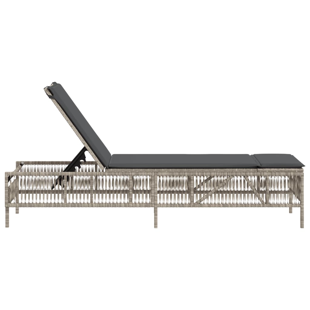 Ligbed met kussen poly rattan lichtgrijs is nu te koop bij PeponiXL, paradijselijk wonen!