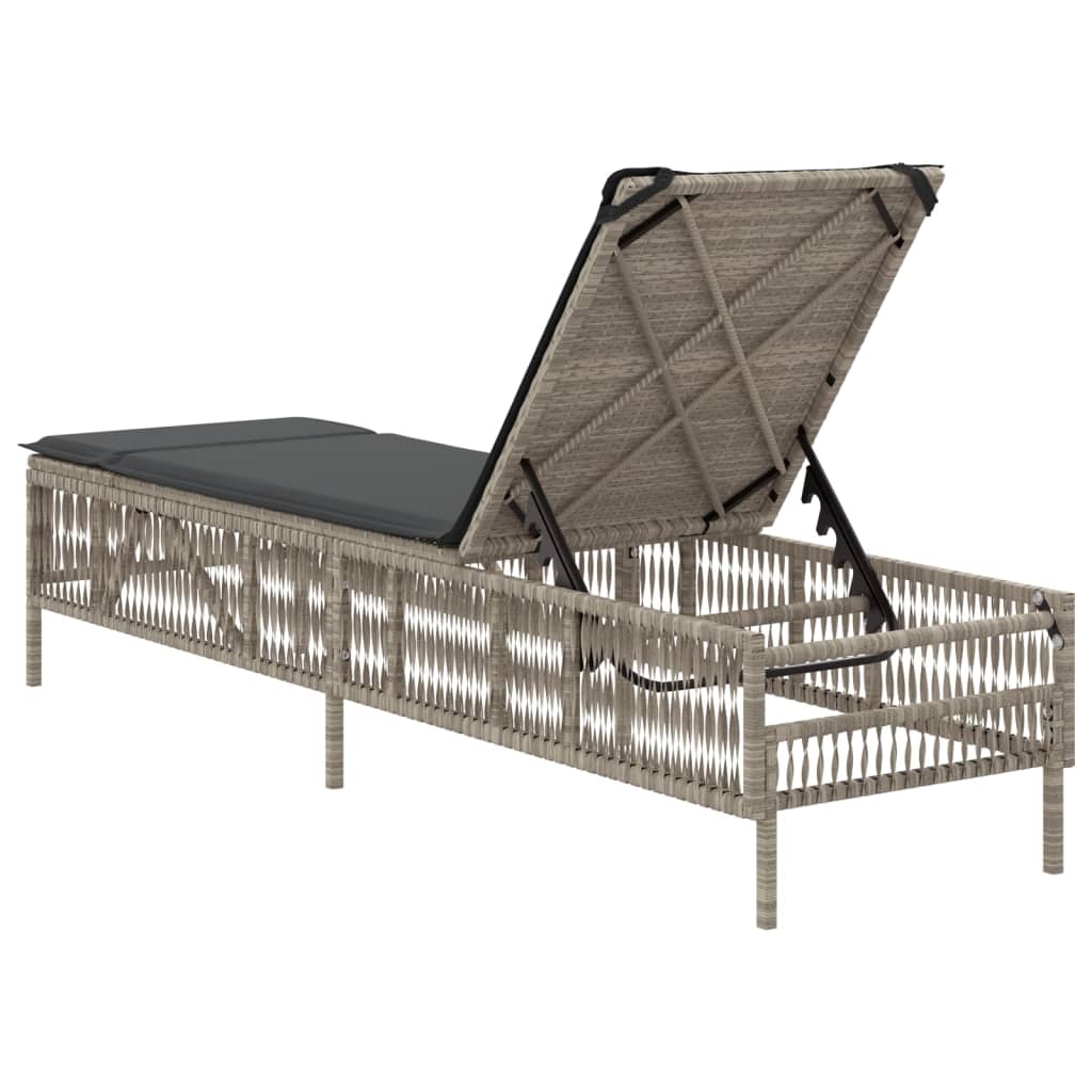 Ligbed met kussen poly rattan lichtgrijs is nu te koop bij PeponiXL, paradijselijk wonen!