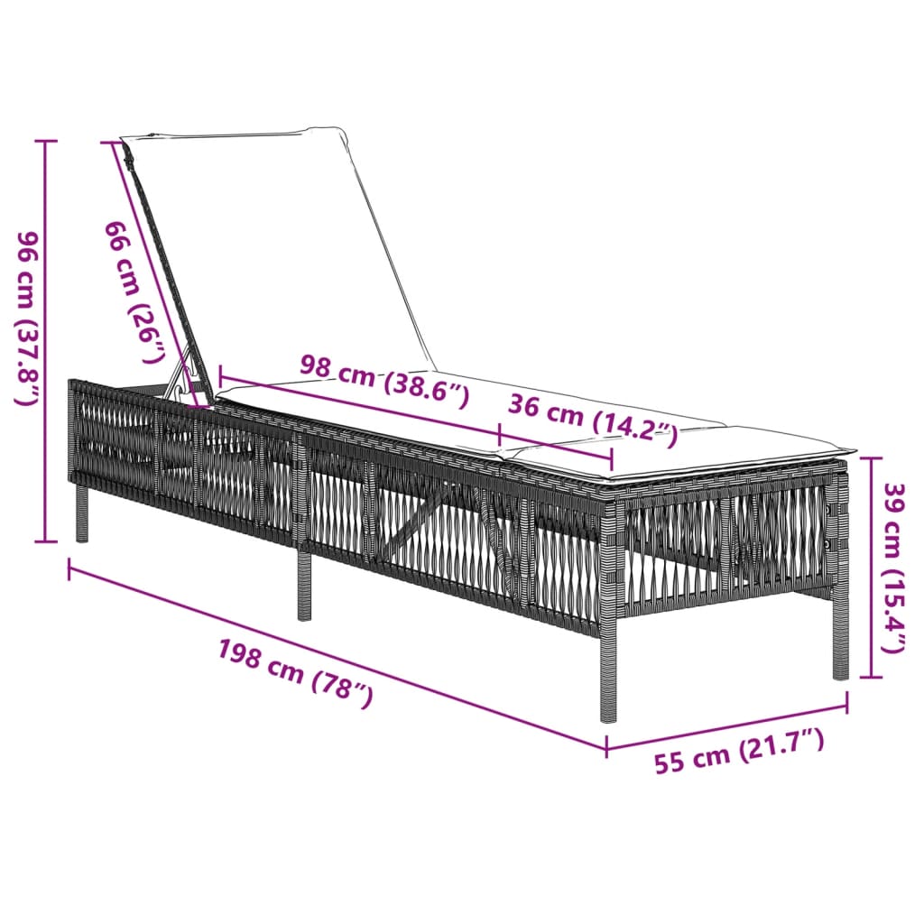 Ligbed met kussen poly rattan lichtgrijs is nu te koop bij PeponiXL, paradijselijk wonen!