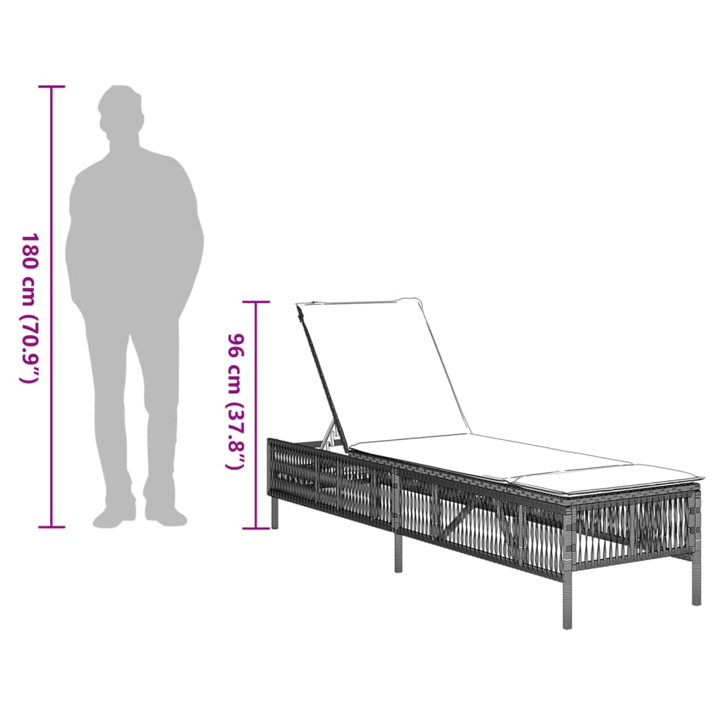 Ligbed met kussen poly rattan lichtgrijs is nu te koop bij PeponiXL, paradijselijk wonen!