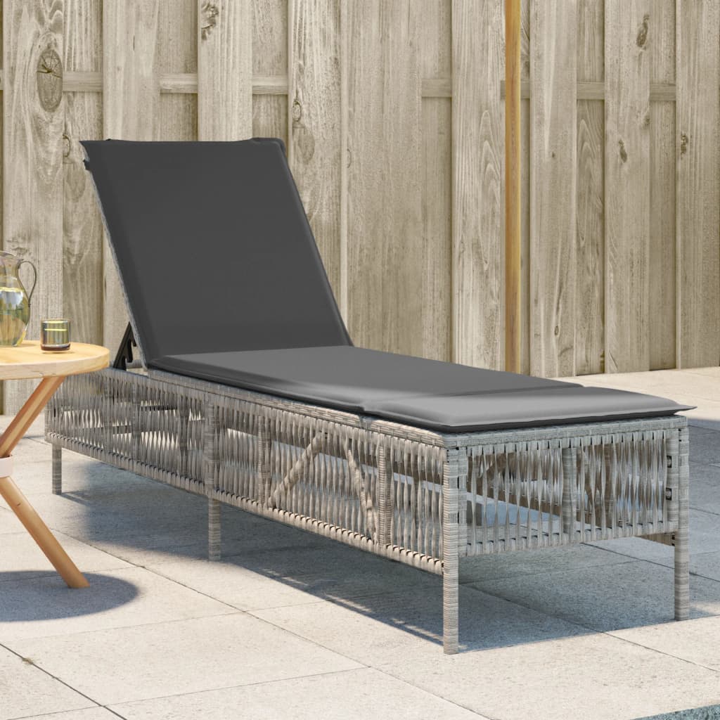 Ligbed met kussen poly rattan lichtgrijs is nu te koop bij PeponiXL, paradijselijk wonen!