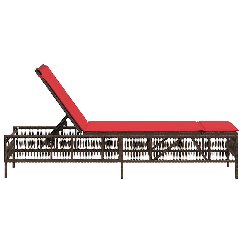 Ligstoel met kussen bruin polyrotan is nu te koop bij PeponiXL, paradijselijk wonen!