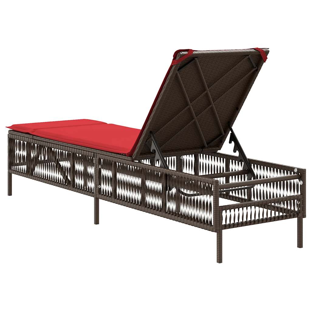 Ligstoel met kussen bruin polyrotan is nu te koop bij PeponiXL, paradijselijk wonen!