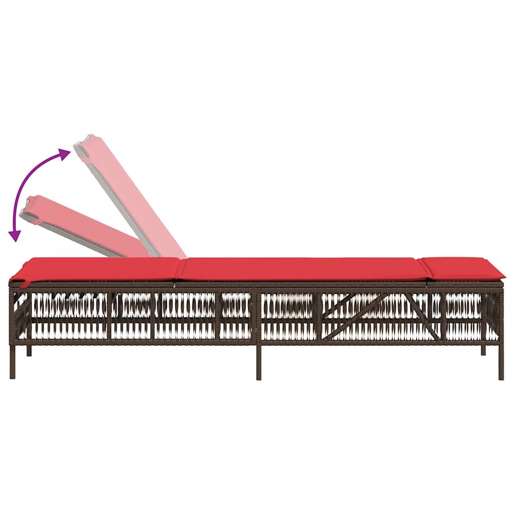 Ligstoel met kussen bruin polyrotan is nu te koop bij PeponiXL, paradijselijk wonen!