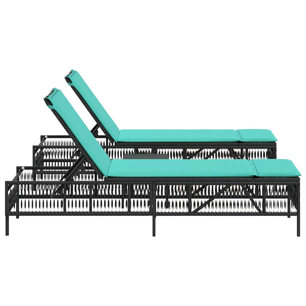 Ligstoelen 2 stuks met tafel Zwart Poly Rotan is nu te koop bij PeponiXL, paradijselijk wonen!