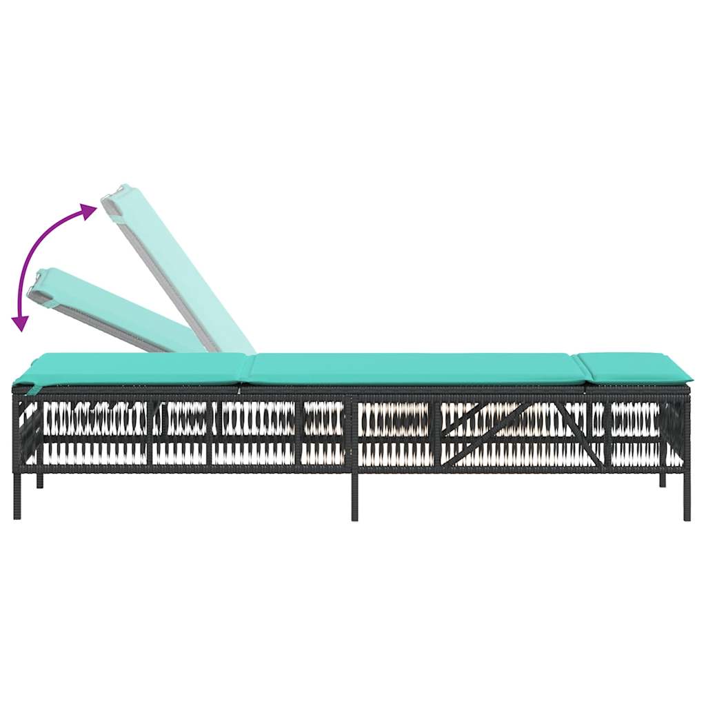 Ligstoelen 2 stuks met tafel Zwart Poly Rotan is nu te koop bij PeponiXL, paradijselijk wonen!