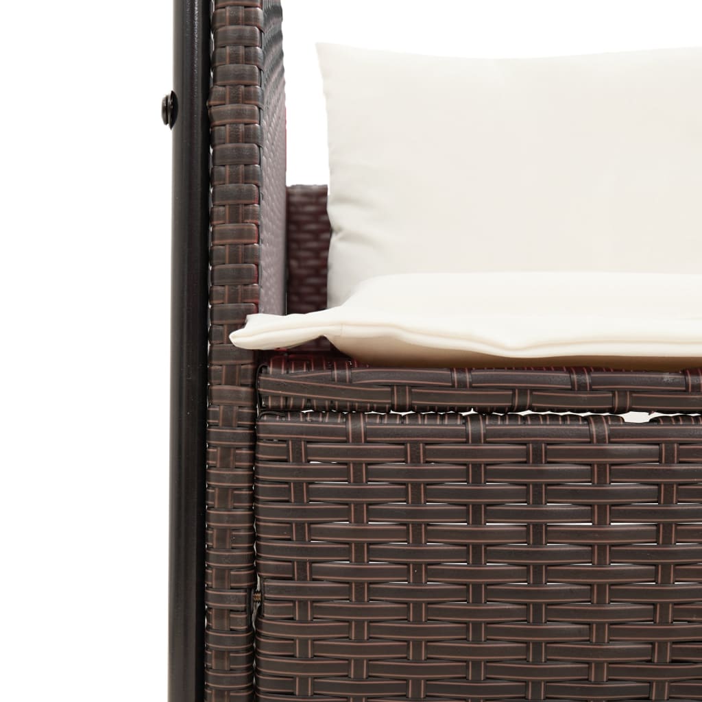 Ligbed tweepersoons met dak en gordijn poly rattan bruin is nu te koop bij PeponiXL, paradijselijk wonen!