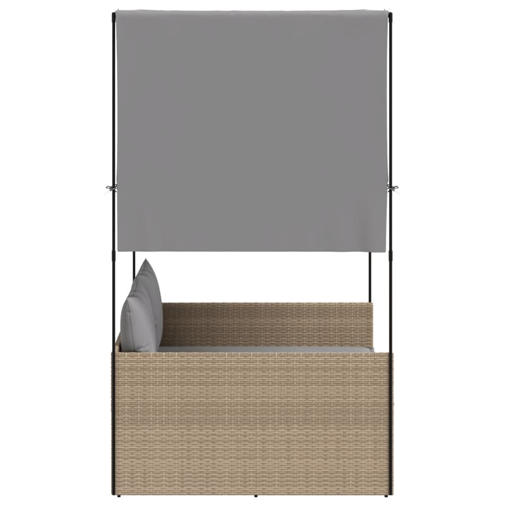 Ligbed tweepersoons met dak en gordijn poly rattan beige is nu te koop bij PeponiXL, paradijselijk wonen!