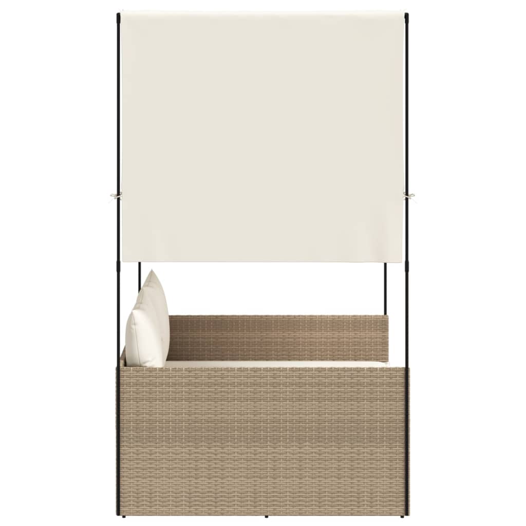 Ligbed tweepersoons met dak en gordijn poly rattan beige is nu te koop bij PeponiXL, paradijselijk wonen!