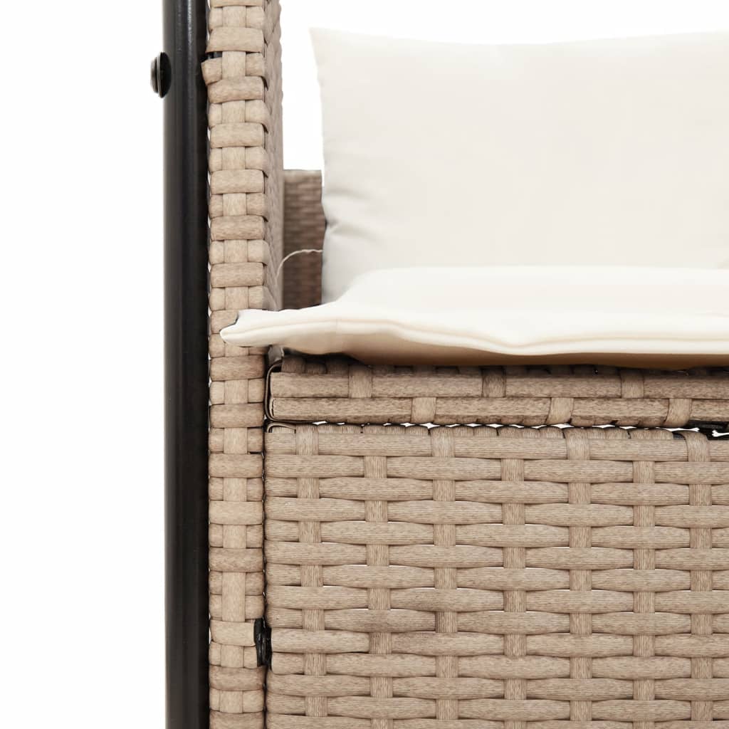 Ligbed tweepersoons met dak en gordijn poly rattan beige is nu te koop bij PeponiXL, paradijselijk wonen!