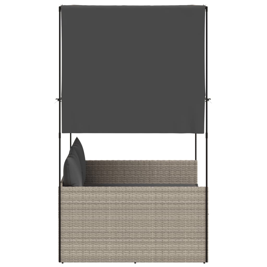 Ligbed tweepersoons met dak en gordijn poly rattan lichtgrijs is nu te koop bij PeponiXL, paradijselijk wonen!