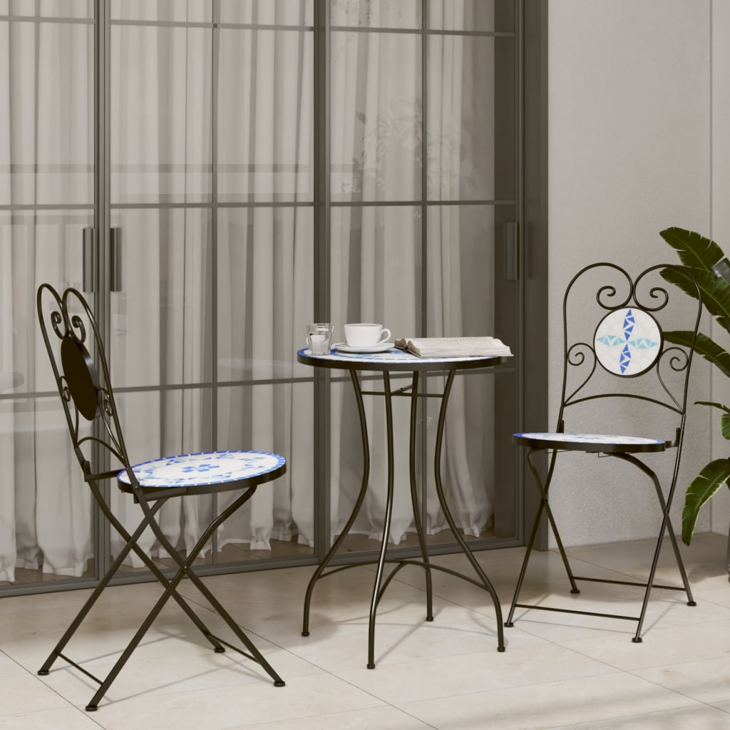 Bistrotafel Ø 50x70 cm keramiek blauw en wit is nu te koop bij PeponiXL, paradijselijk wonen!