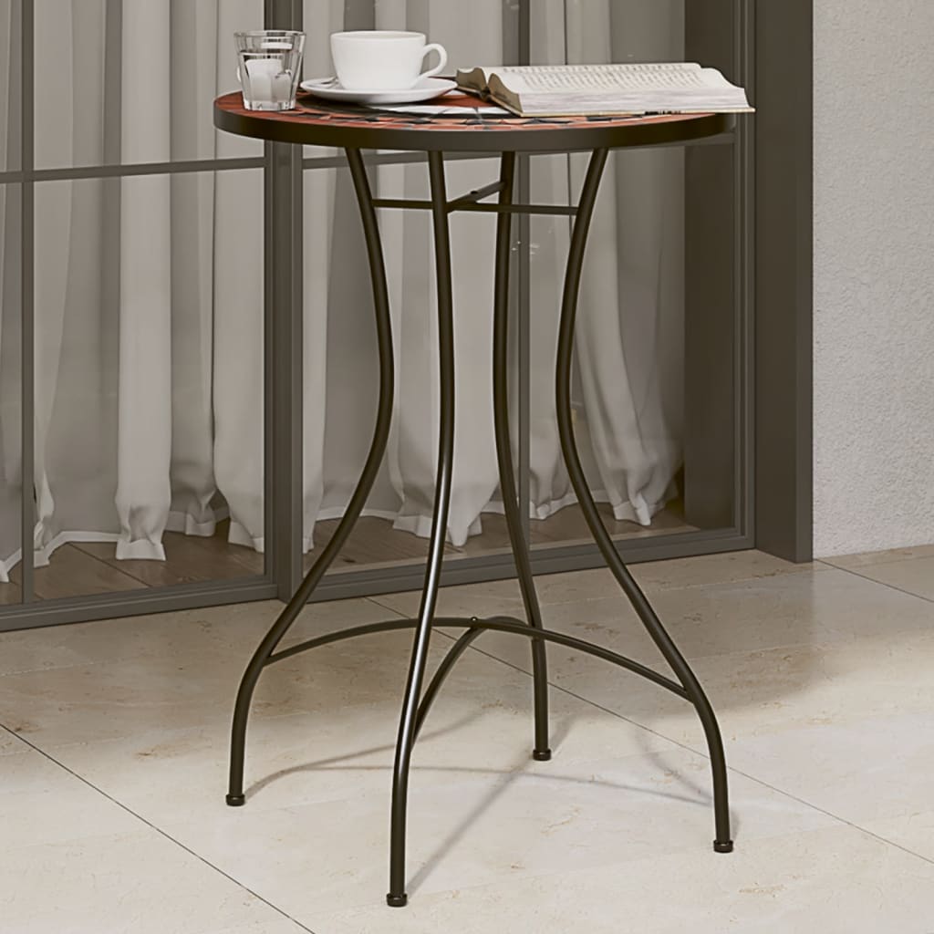 Bistrotafel mozaïek Ø50x70 cm keramiek terracottakleurig en wit is nu te koop bij PeponiXL, paradijselijk wonen!